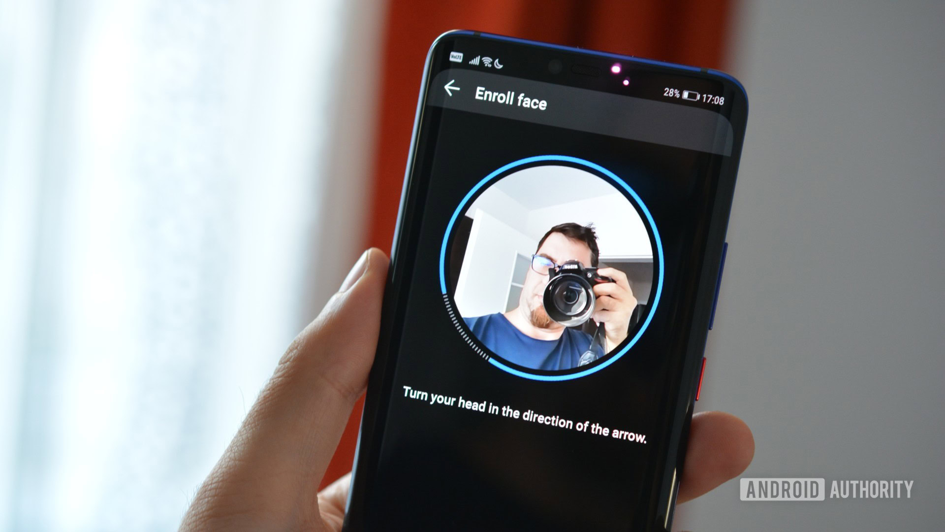 face enroll screen on huawei mate 20 pro