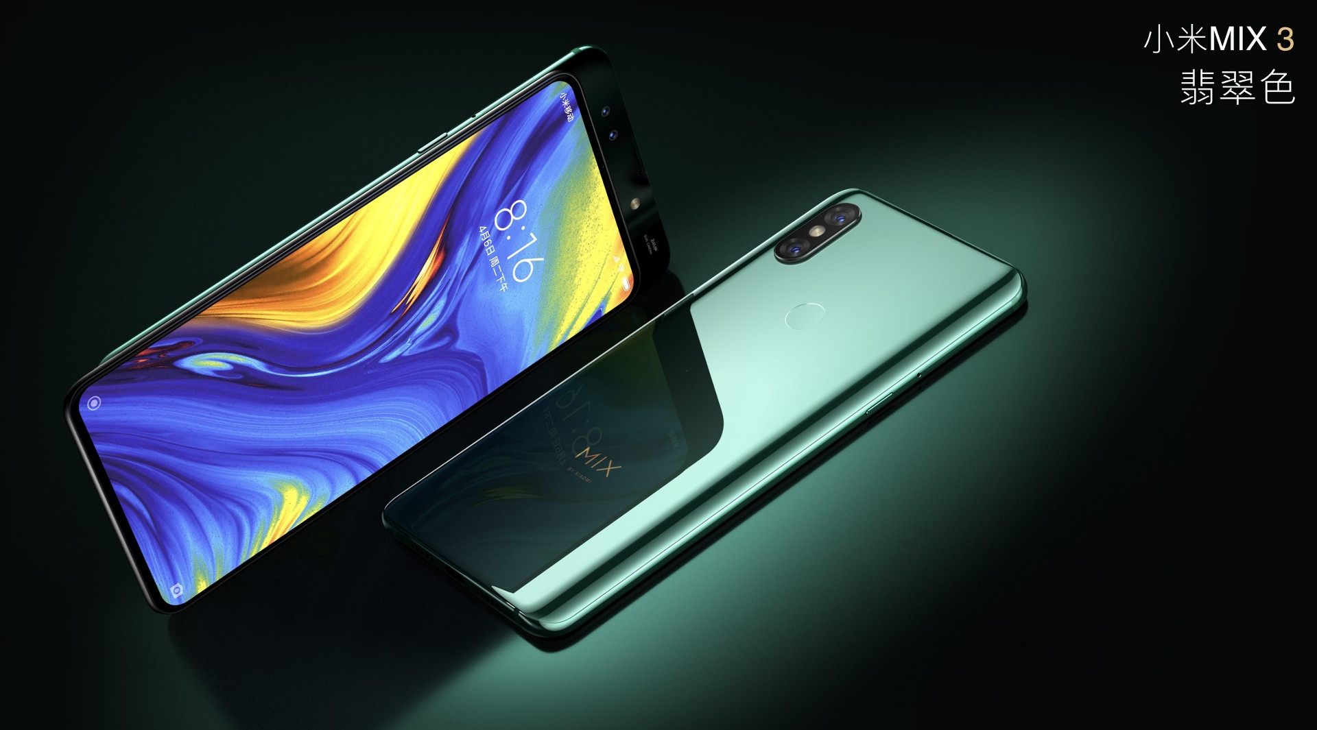 The front and back of the Mi Mix 3.