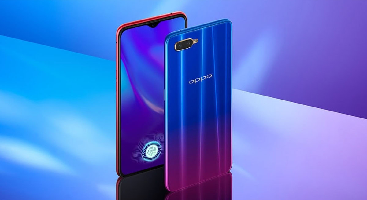 The OPPO K1 from the front and back.