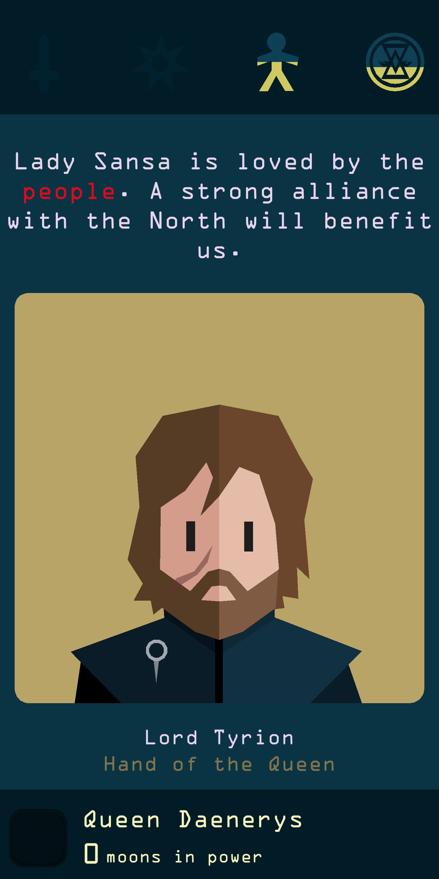 Reigns: Game of Thrones Lord Tyrion card screenshot