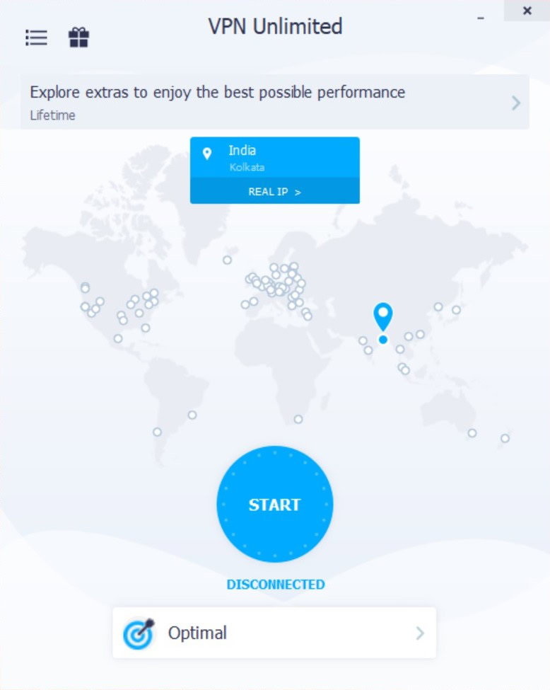 vpn unlimited windows app main screen