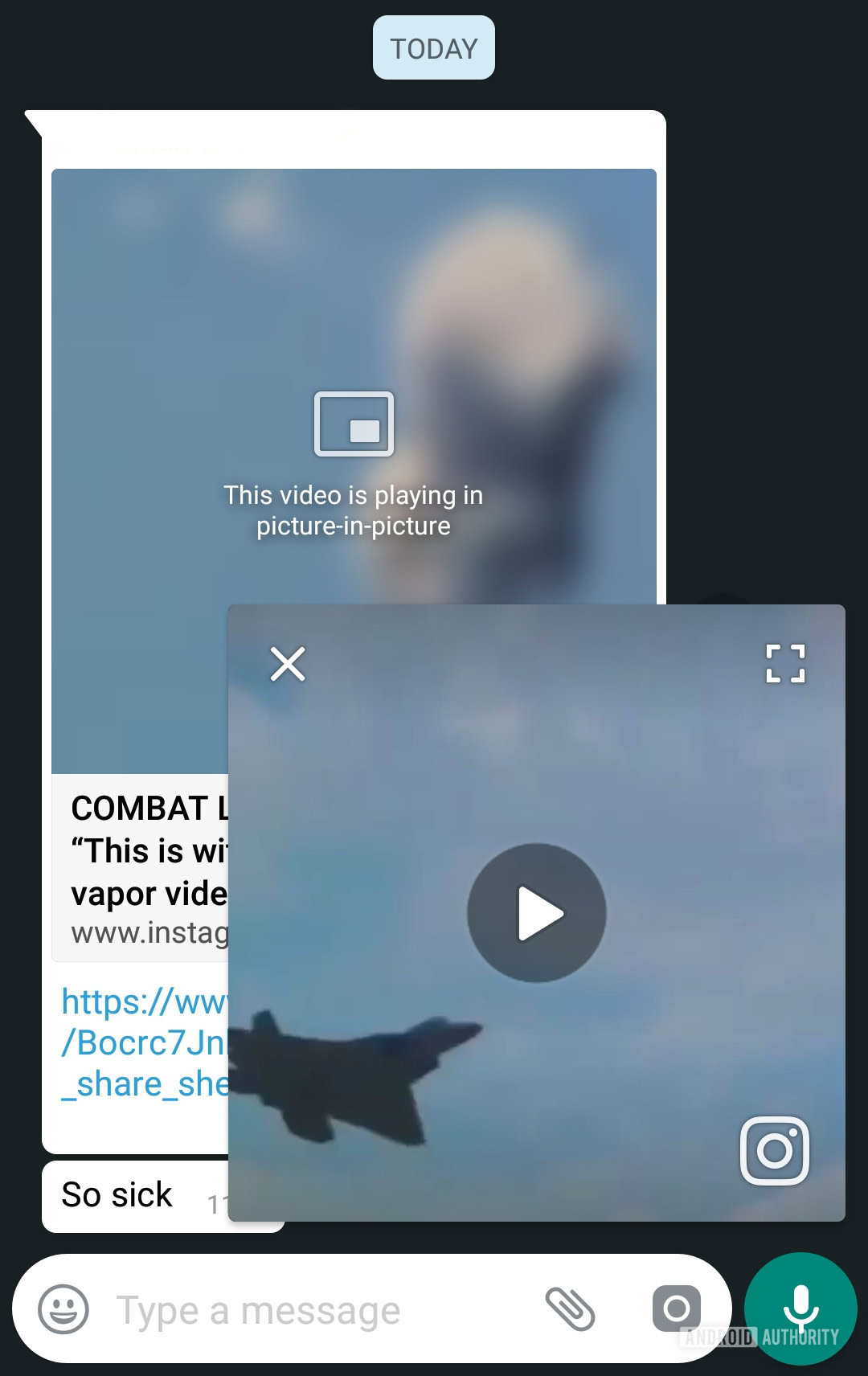 An Instagram video in WhatsApp.