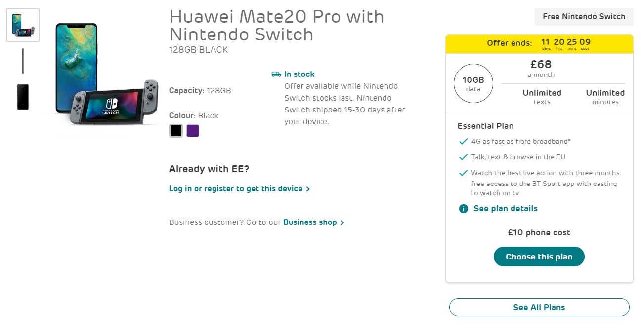UK Huawei 20 Pro deal includes Nintendo Switch (other phones too!)