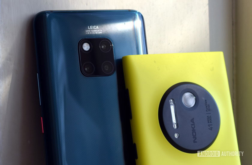 HUAWEI Mate 20 Pro vs Nokia Lumia 1020 close camera lenses