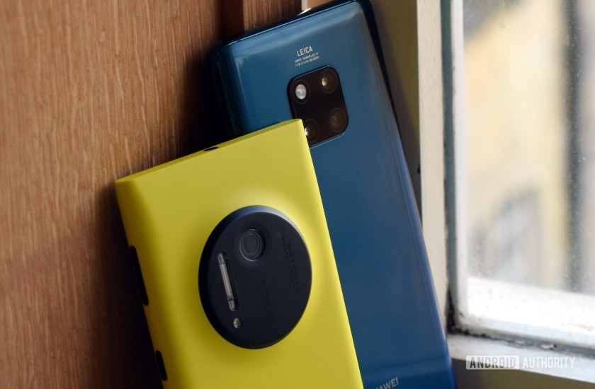 HUAWEI Mate 20 Pro vs Nokia Lumia 1020 phone backs