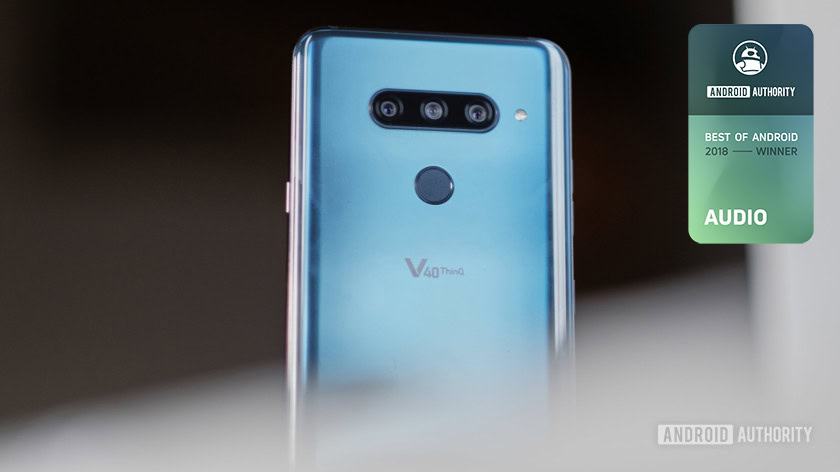 The LG V40 alongside the Best of Android 2018 award for best audio.