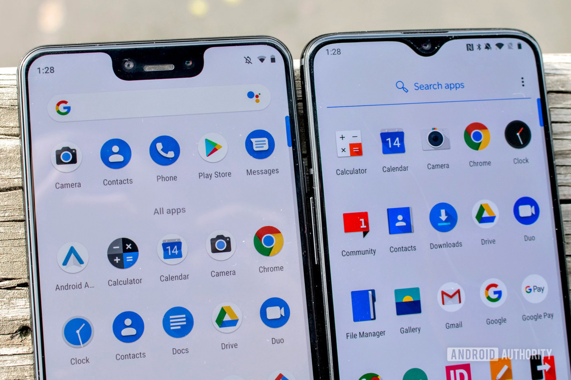 The OnePlus 6T next to the Google Pixel 3 XL.