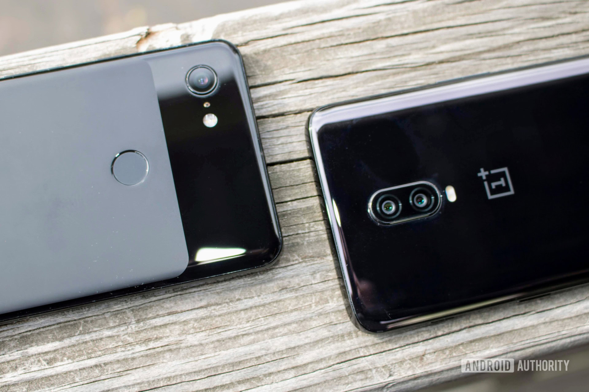 The OnePlus 6T next to the Google Pixel 3 XL.