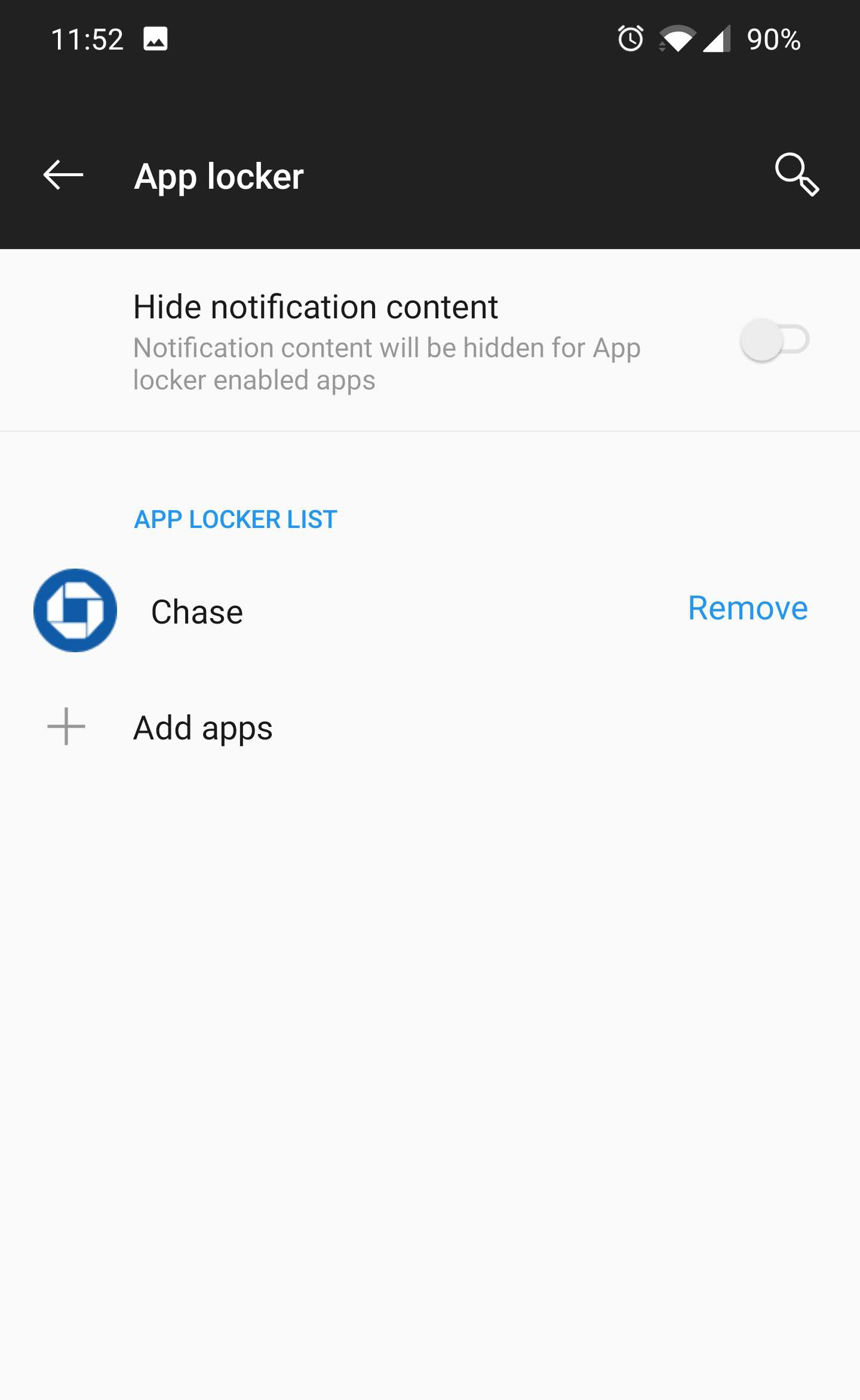 A screenshot of how to access the App Locker in OxygenOS.