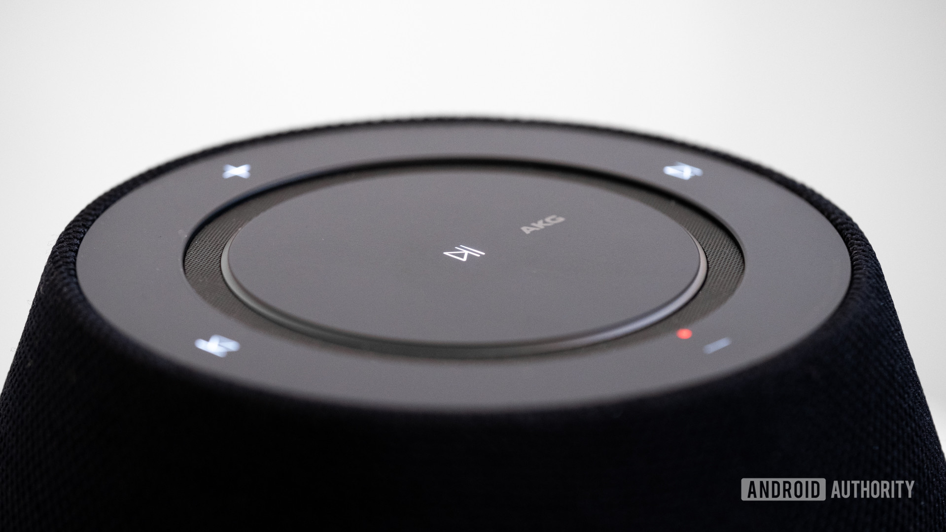 A closeup shot of the top of the Samsung Galaxy Home smart speaker.