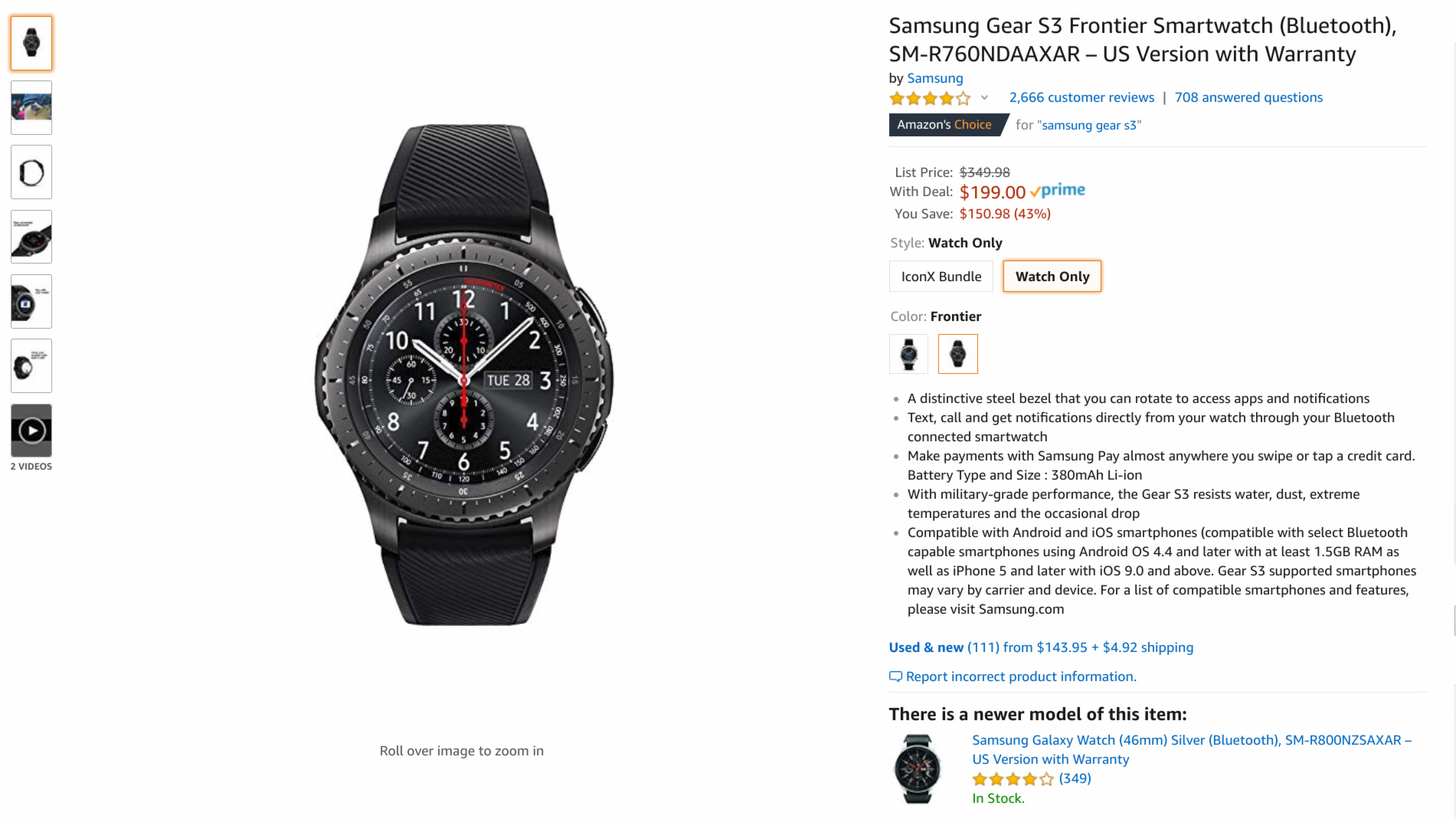 Deal on the Samsung Gear S3 Frontier