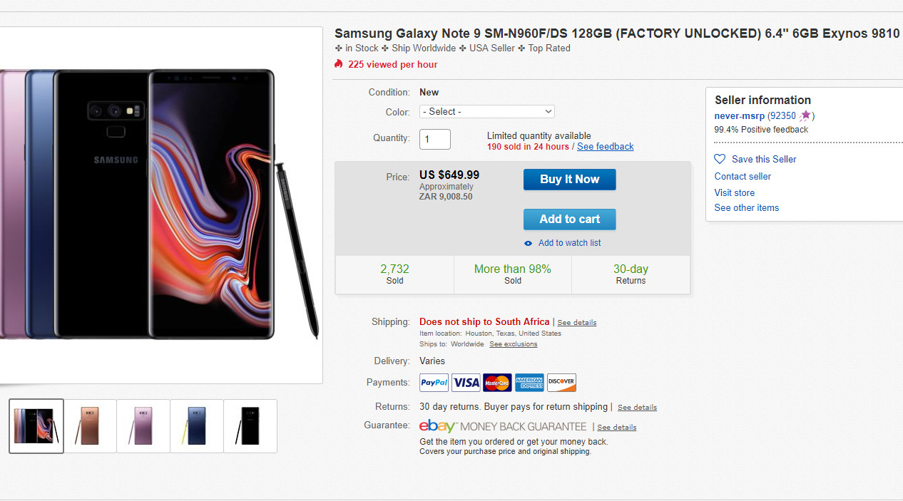 The Samsung Galaxy Note 9 deal on eBay.