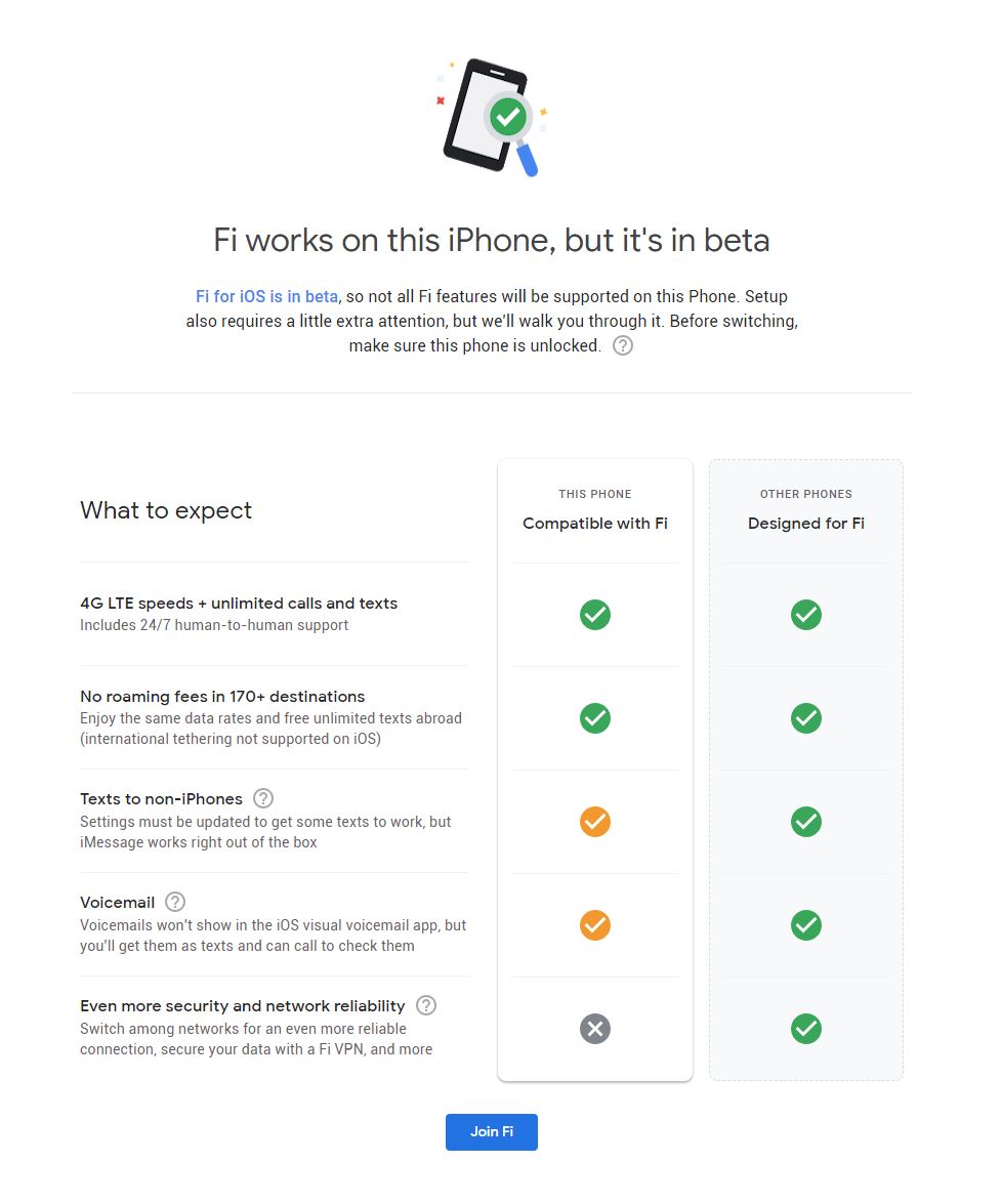 iPhone Google Fi Support