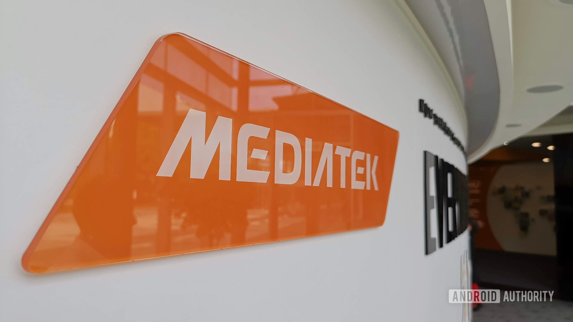 El logotipo de MediaTek en la sede de la empresa en Hsinchu.