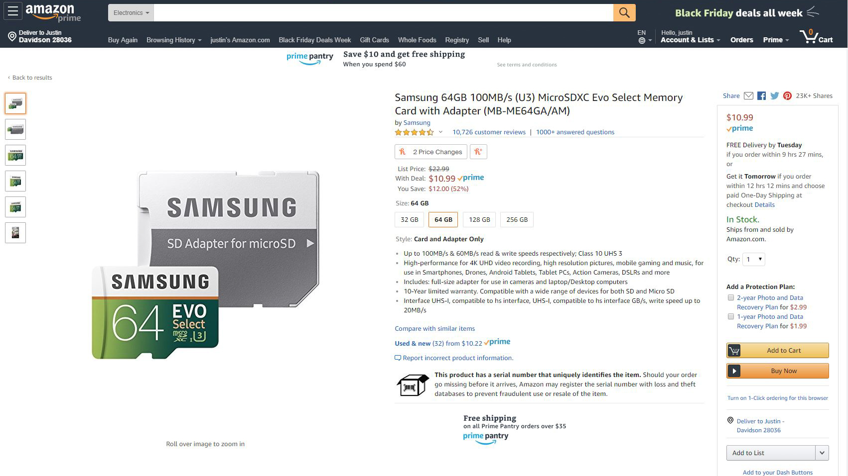 Samsung EVO Select microSD Card Deal