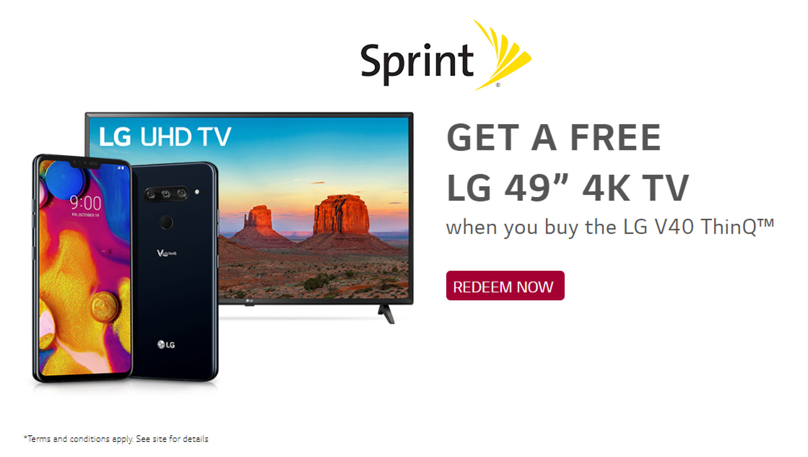 Sprint is offering a free 4K TV with an LG V40 purchase.