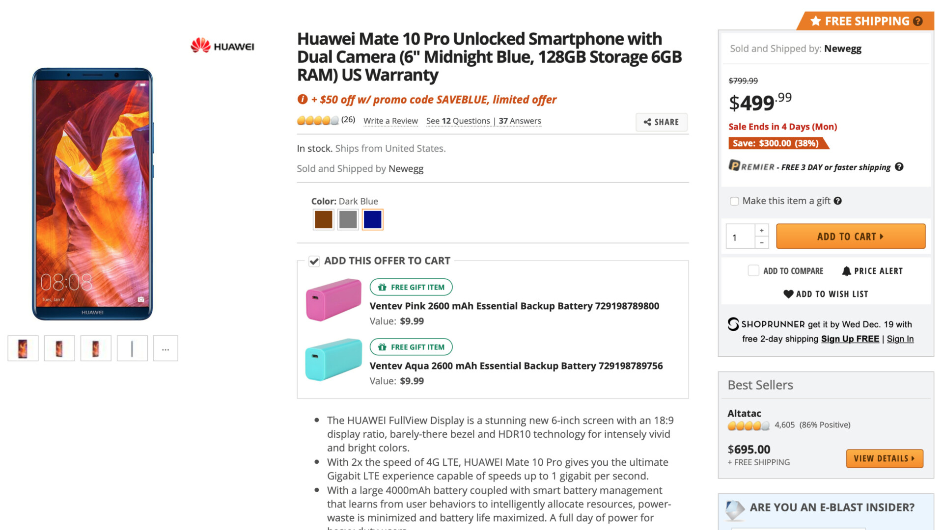 Deal on the Huawei Mate 10 Pro