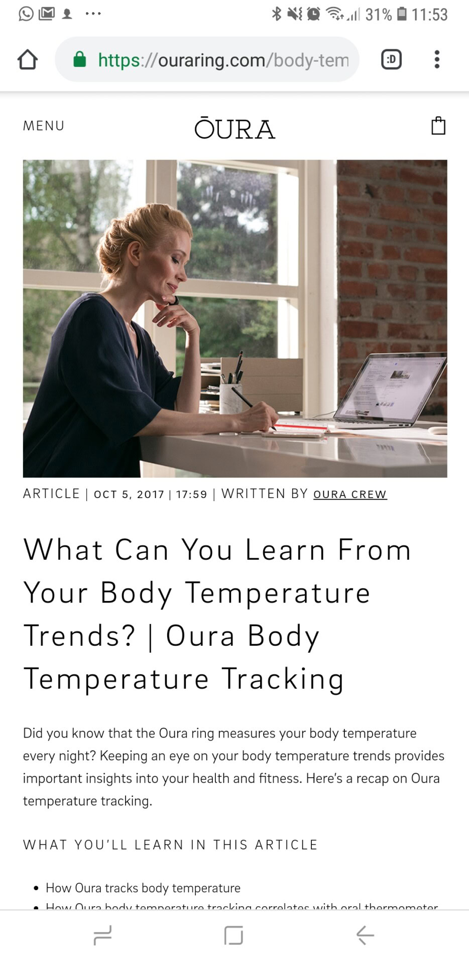 Oura ring body temperature