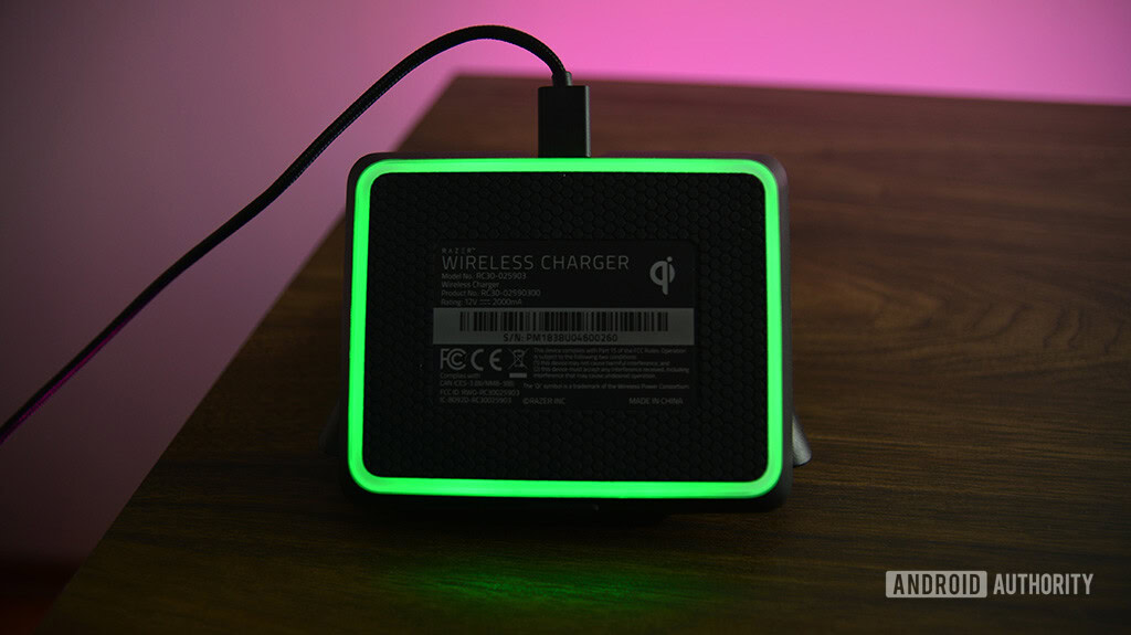 The Razer Wireless Charger bottom edge