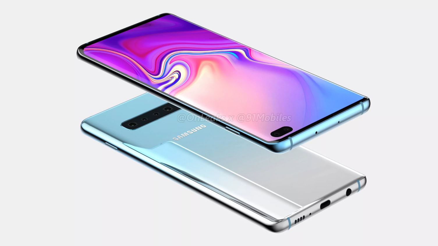 Leaked renders of the Samsung Galaxy S10 Plus.