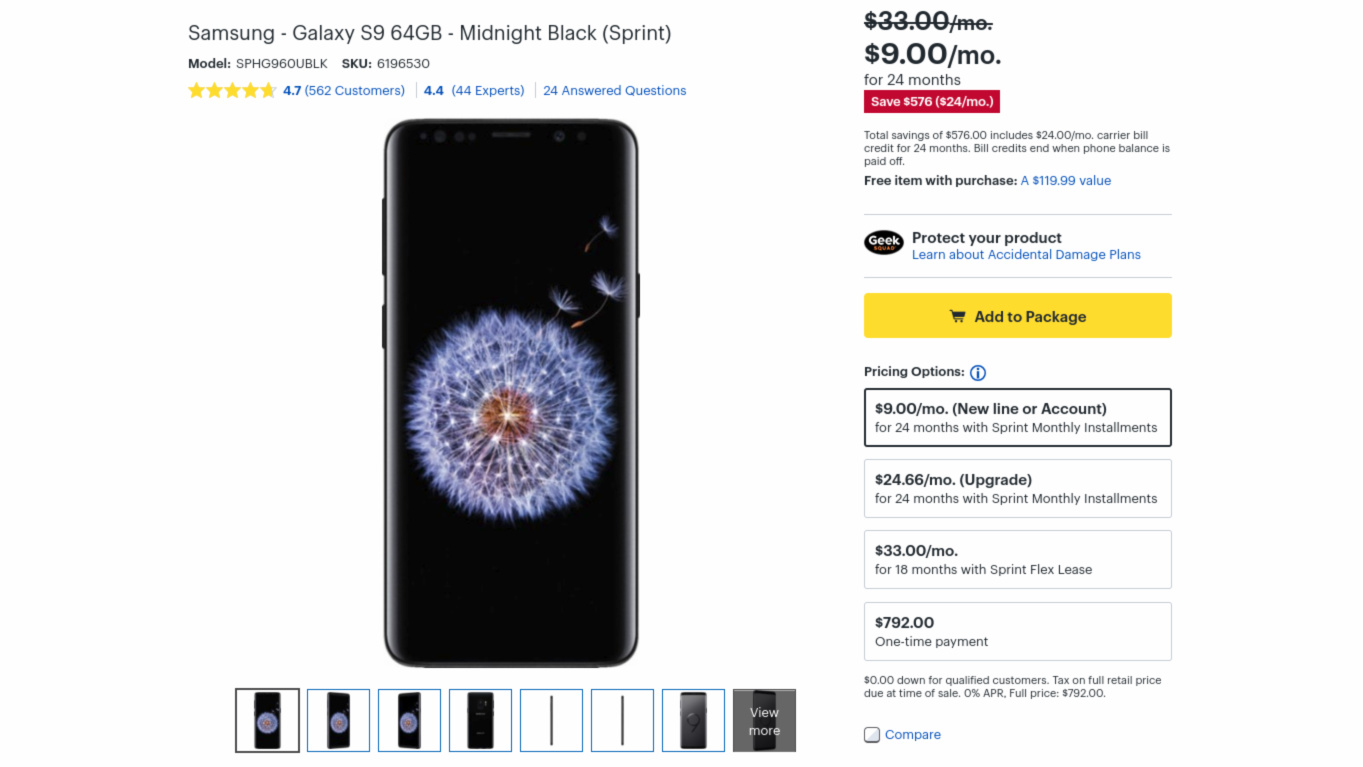 Samsung Galaxy S9 deal from Best Buy.