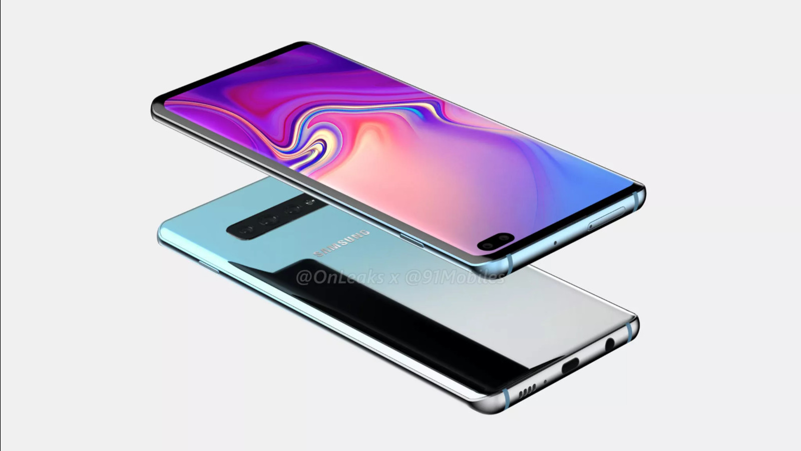 The Galaxy S10 Plus render by 91Mobiles.