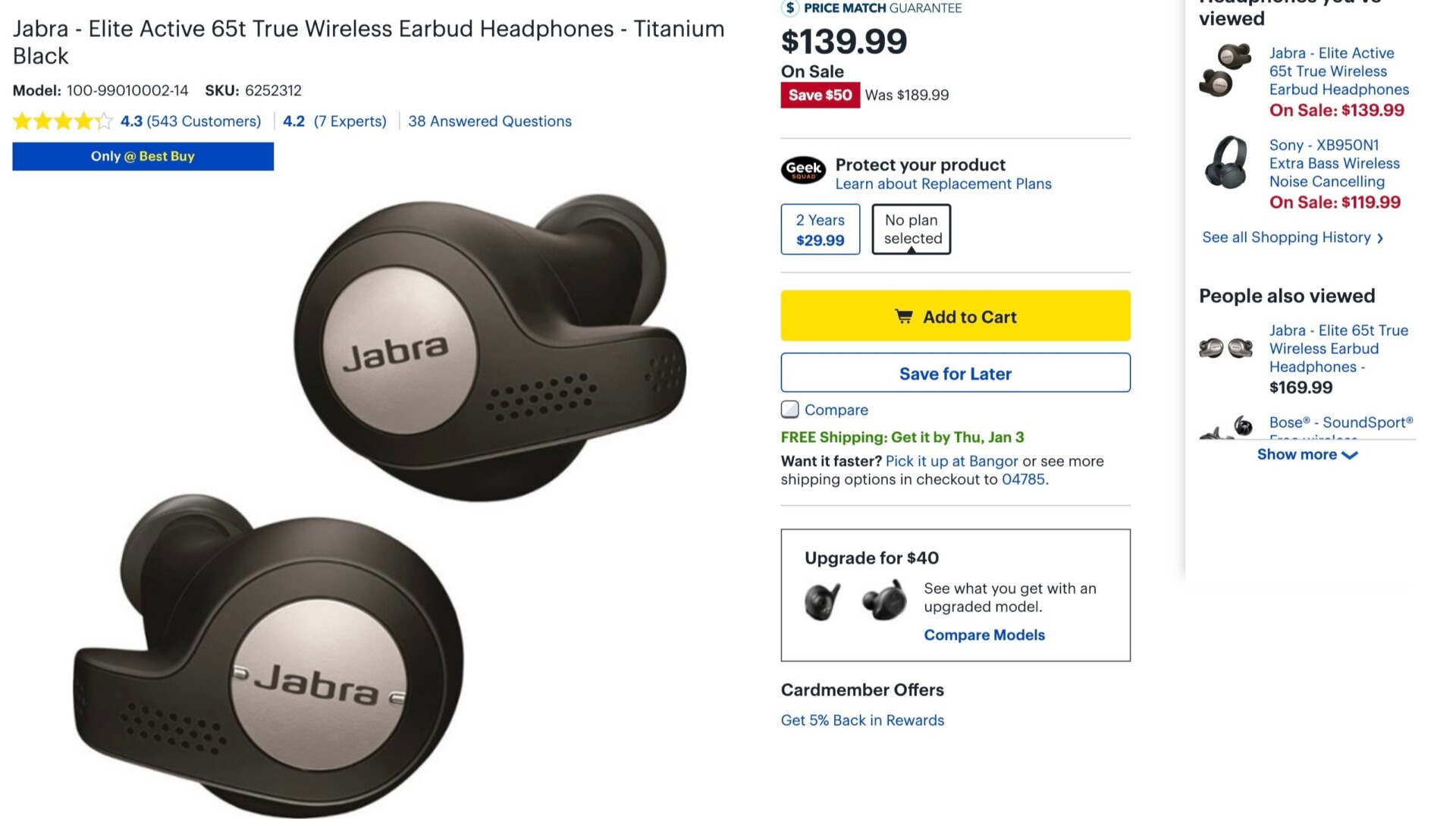 Jabra Elite Active 65t wireless earbuds deal