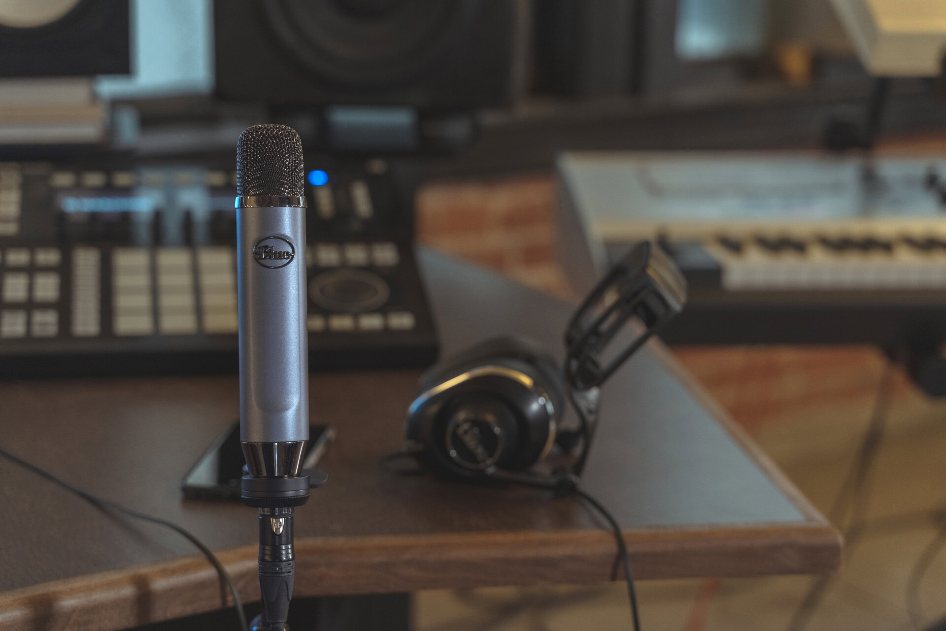 Blue Ember XLR Microphone Électrostatique pour l'Enregistrement, le Podcasting et le Streaming, Capsule Cardioïde et Support de Montage sur Pied de Micro - Noir