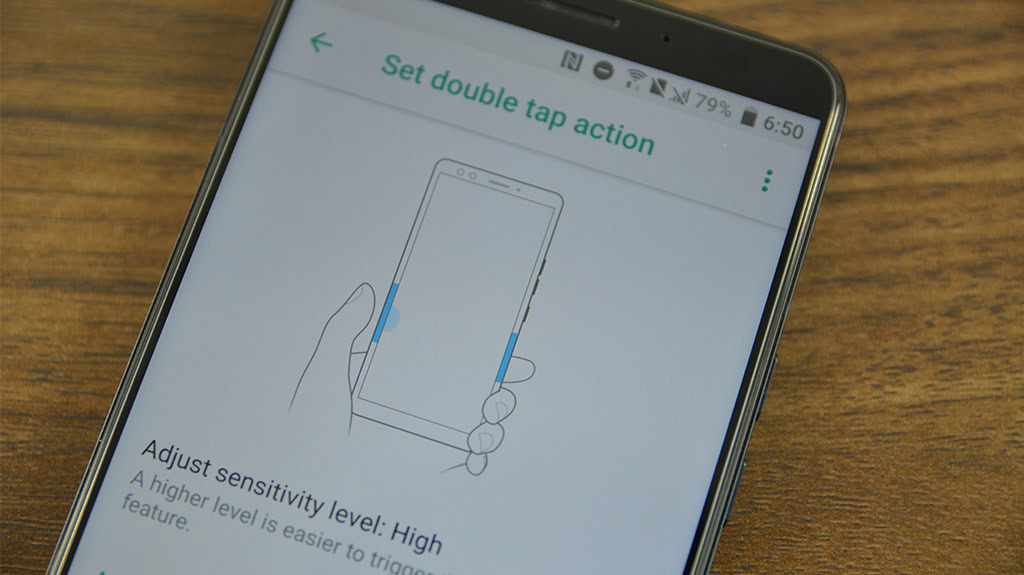 HTC Edge Sense Double Tap setup screen