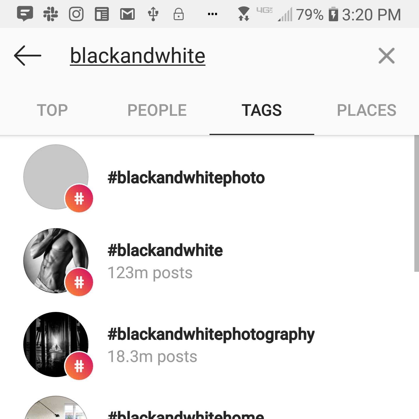Instagram screenshot of the search menu to follow hashtags - Tips & Tricks for Instagram