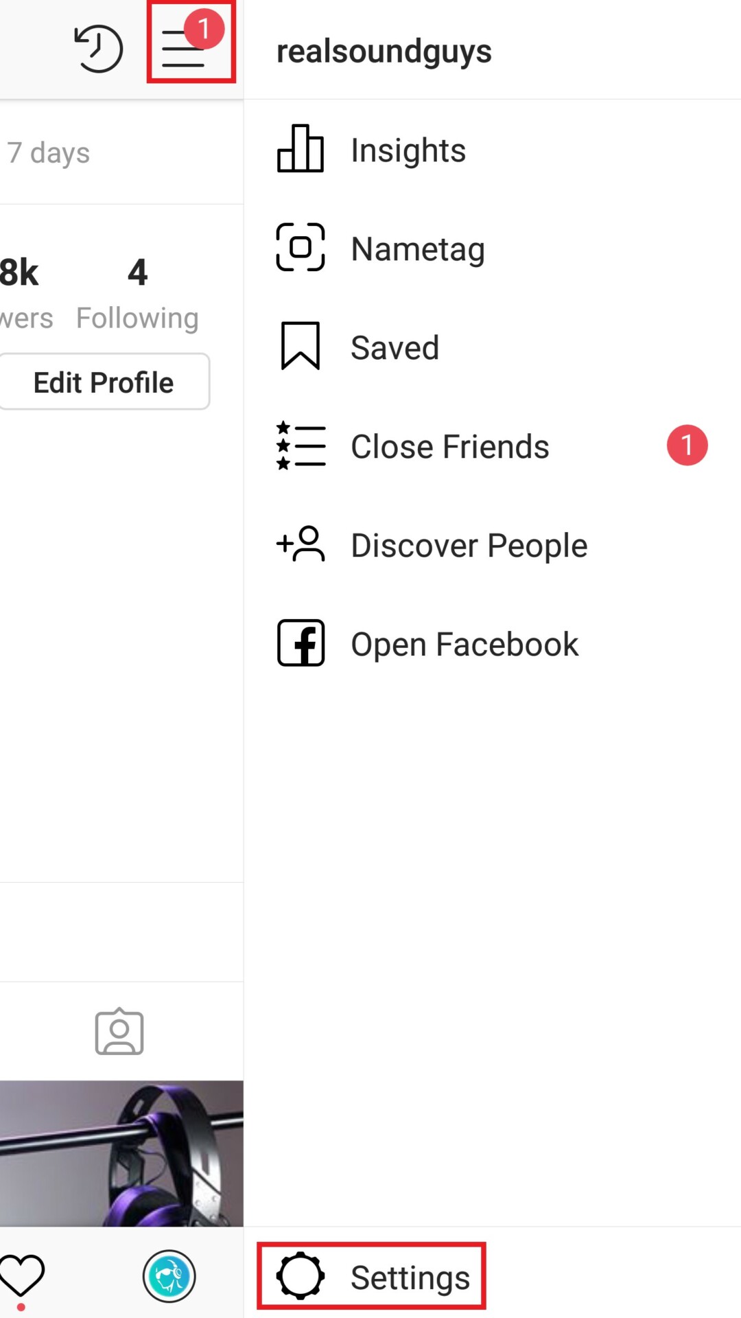 Instagram screenshot to enter privacy settings - Tips & Tricks for Instagram