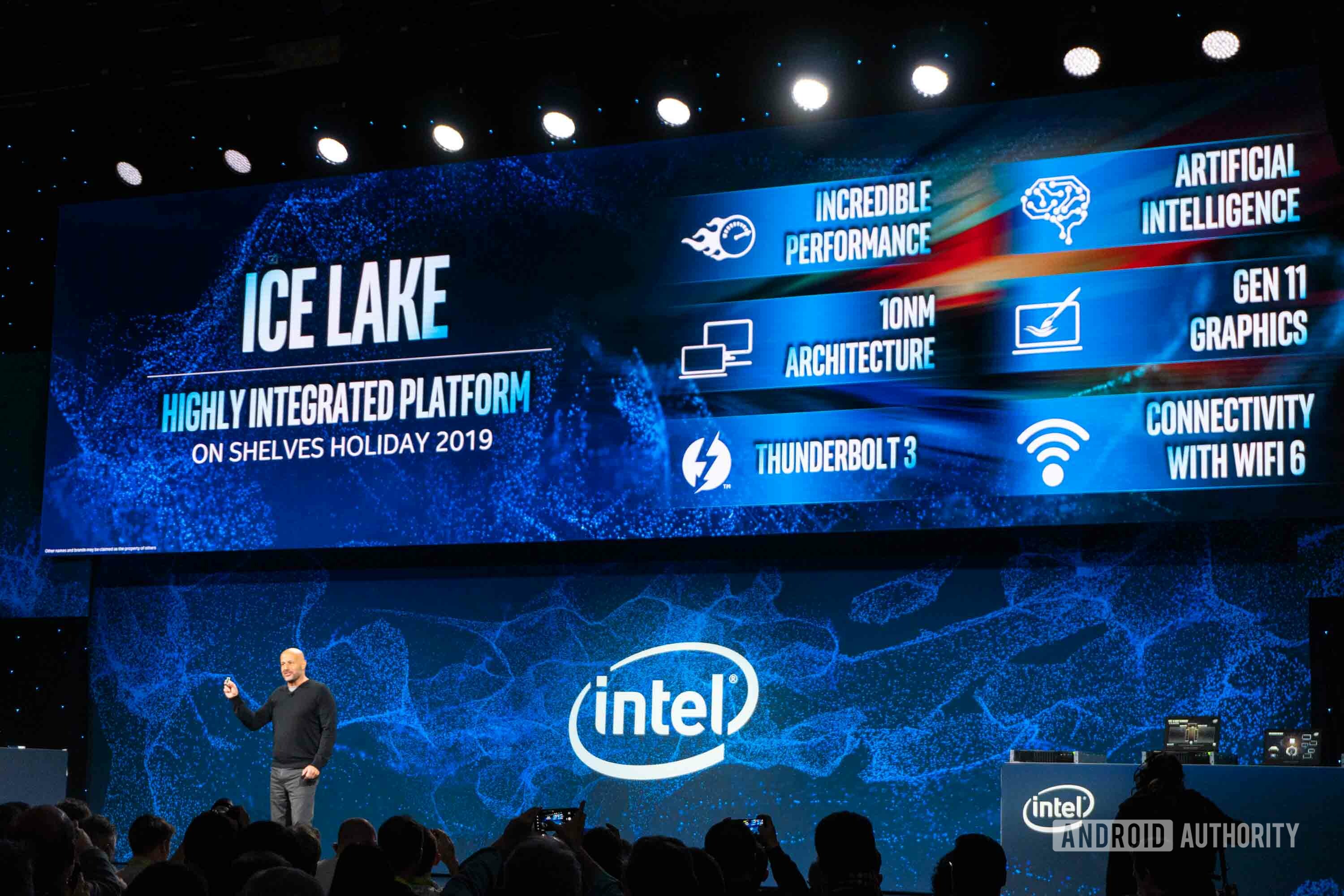 The Ice Lake slide at Intel's CES 2019 conference.
