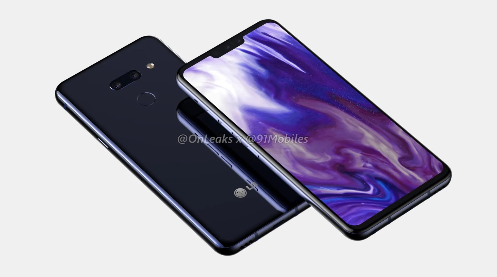 A professional render of the LG G8 ThinQ.
