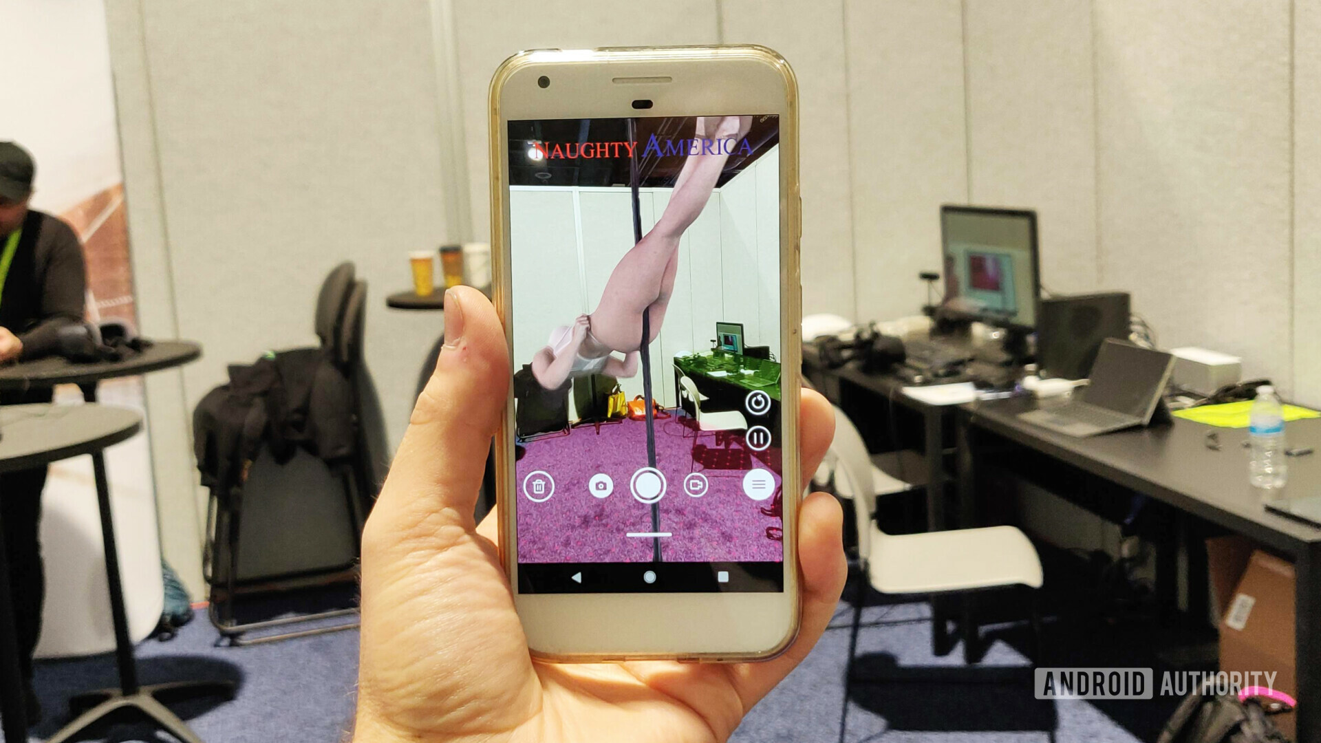 Naughty America’s AR porn app on a smartphone