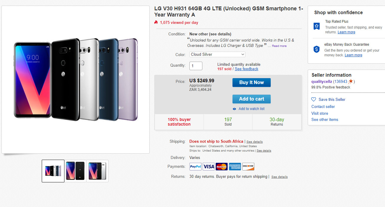 The LG V30 deal on eBay.