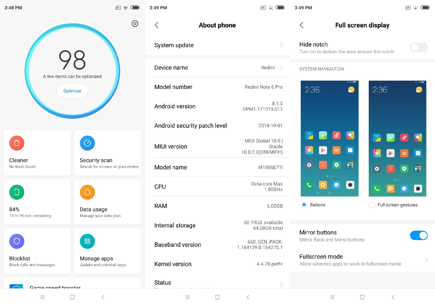 Redmi Note 6 Pro miui settings menu