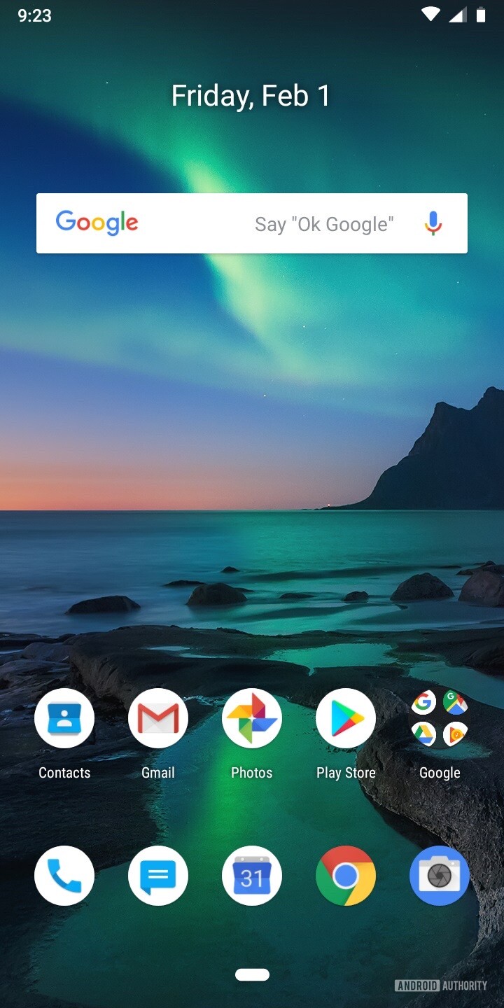 Screenshot of the default home screen on the Nokia 3.1 Plus