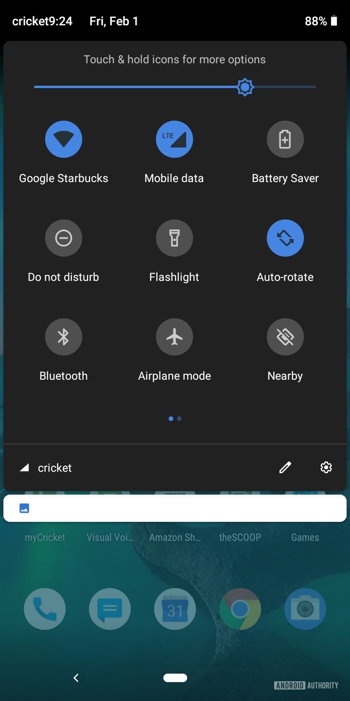Screenshot of the notification center on the Nokia 3.1 Plus
