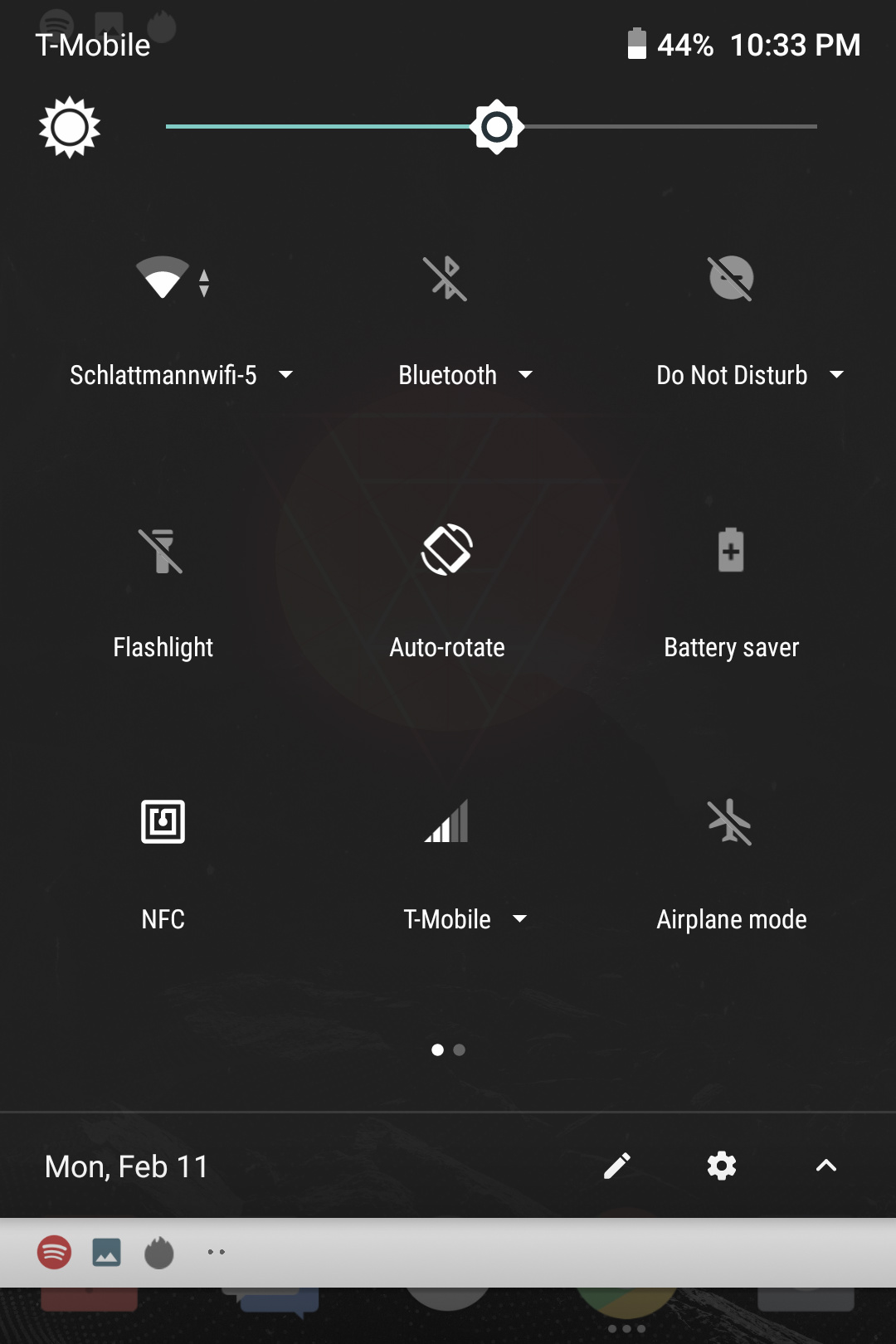 Screenshot of the notification center of the default launcher on the BlackBerry Key2 LE