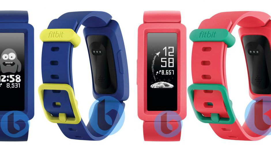 Leaked renders of an upcoming Fitbit kids tracker with a display.