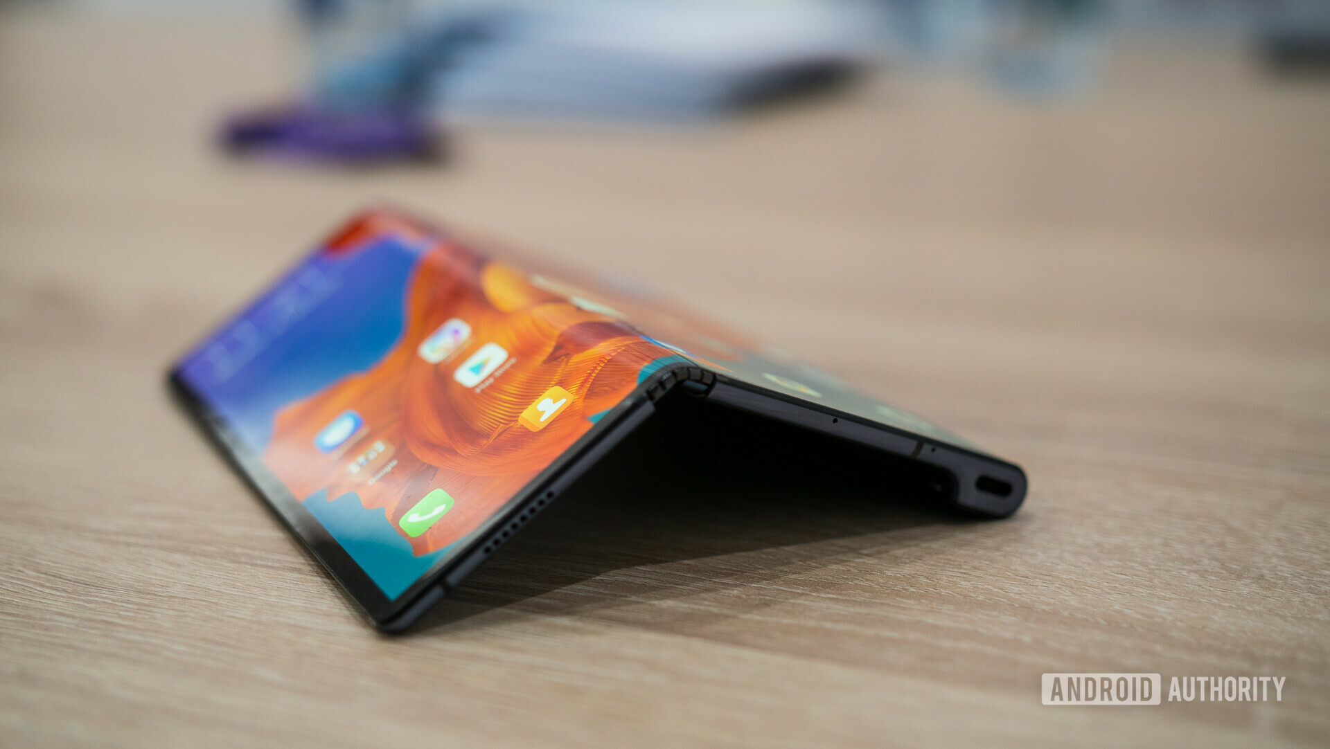 HUAWEI Mate X Foldable Phone with 5g partially folded 
