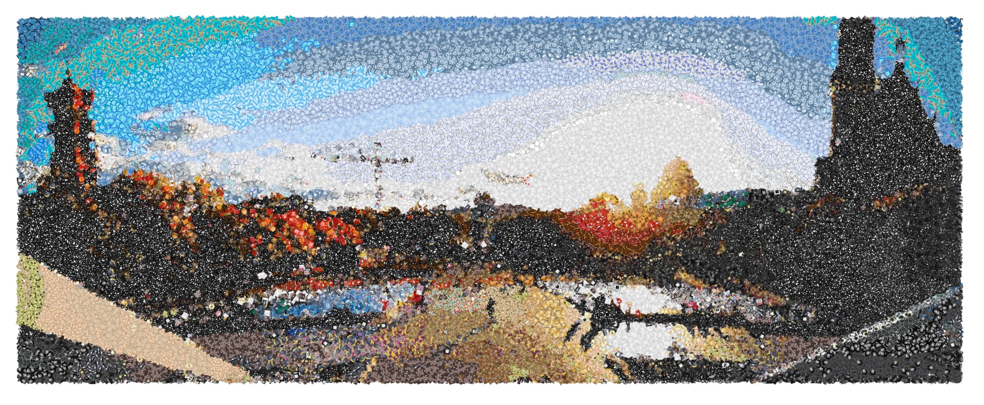 A panoramic of Berlin with emoji. 