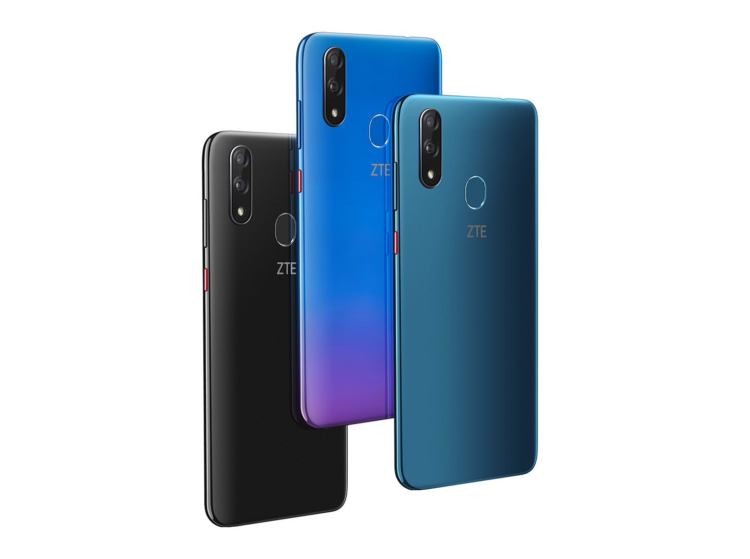 The ZTE Blad V10 renders in various colors from behind.