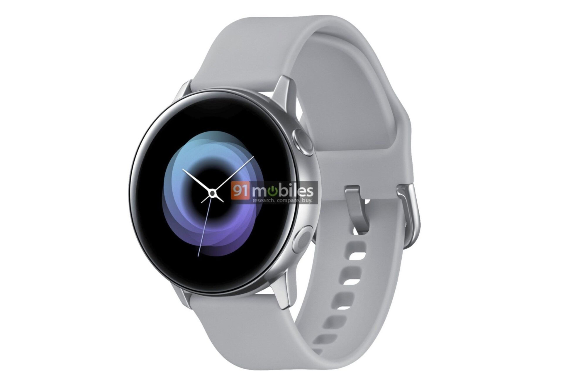 A Samsung Galaxy Sport smartwatch render. 