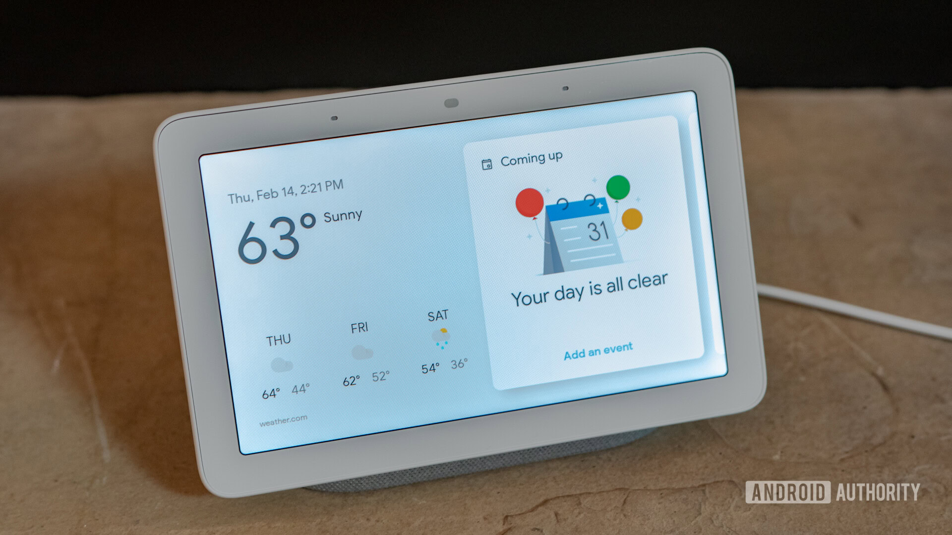 Google Home Hub homescreen