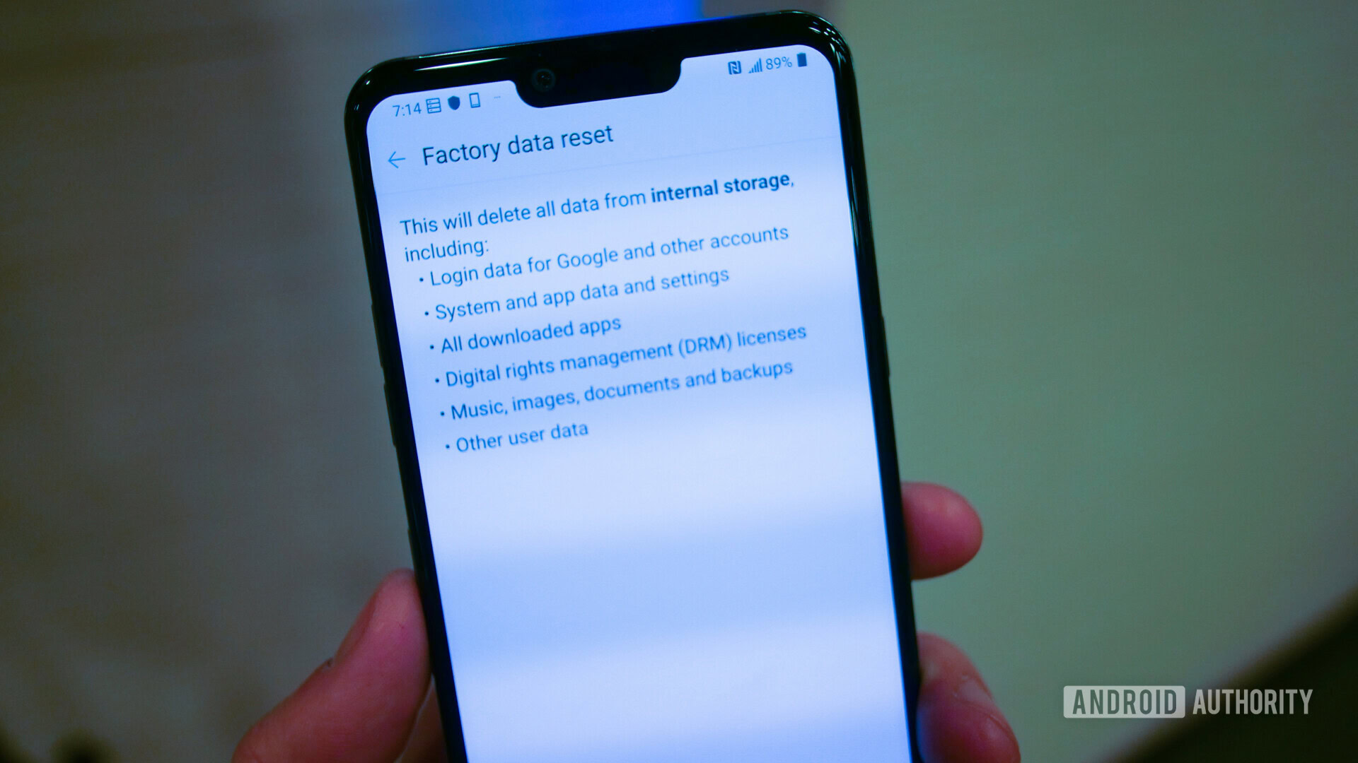 LG G8 factory reset method