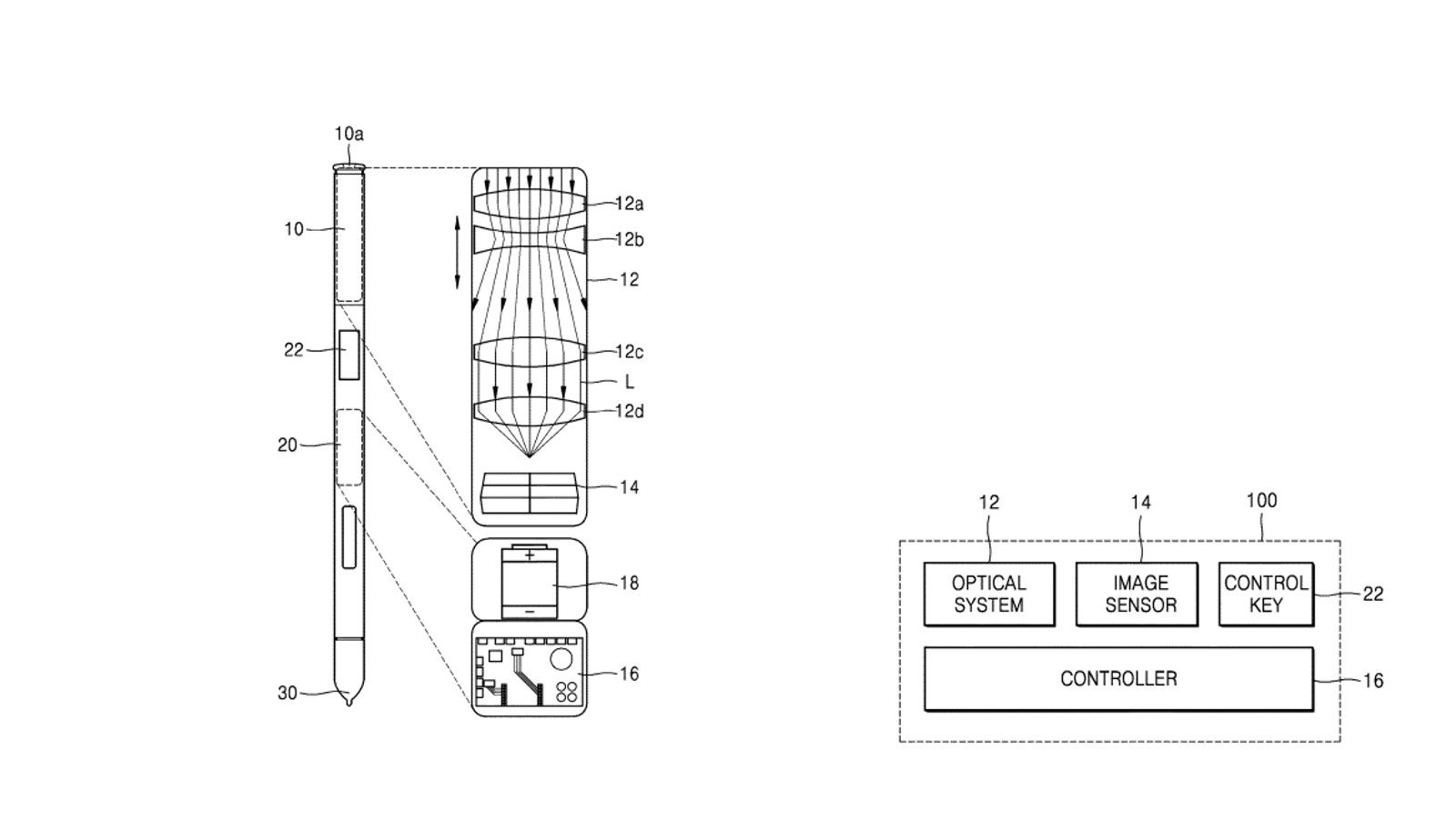 Samsung's USPTO filing for an S-Pen with a camera.