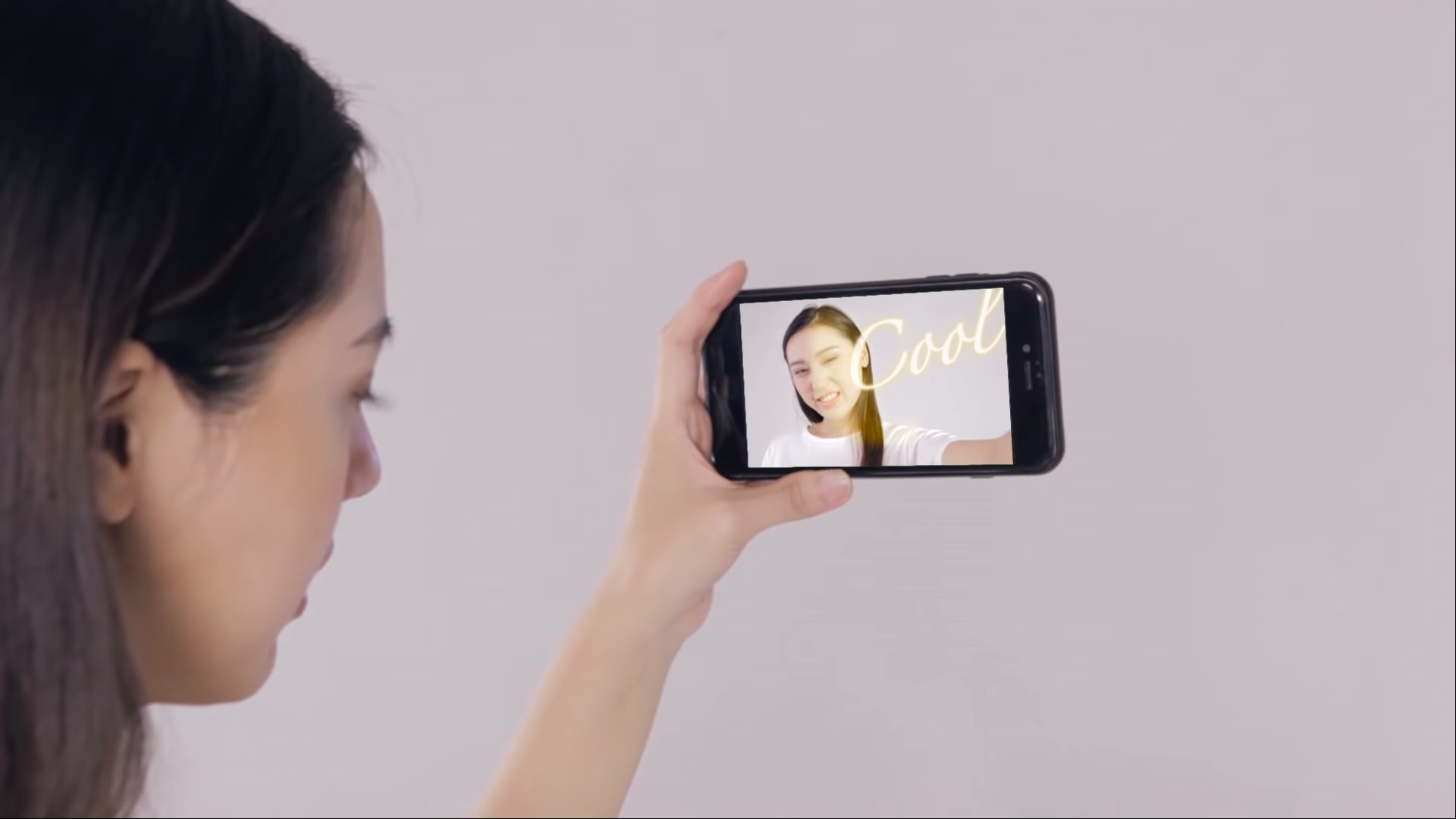 A Sony concept, showing augmented reality selfies.