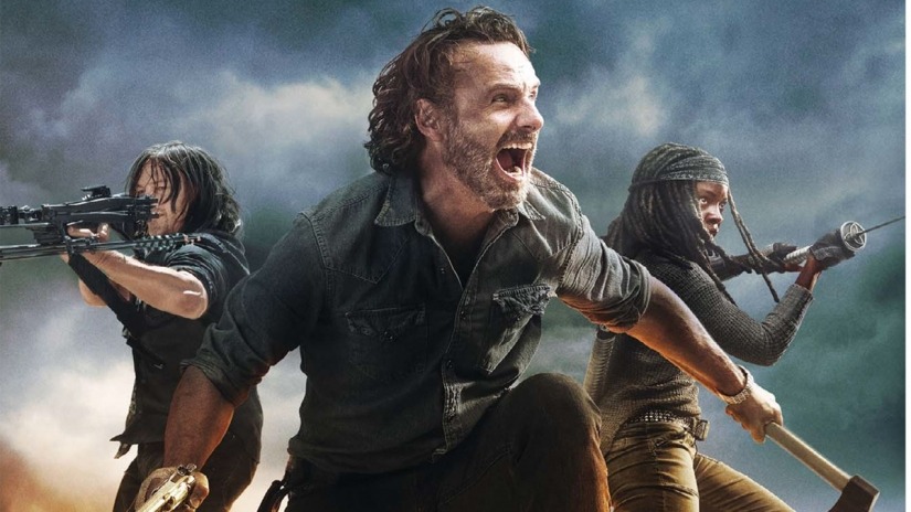 Action shot of the cast of The Walking dead - Best tv shows on Netflix