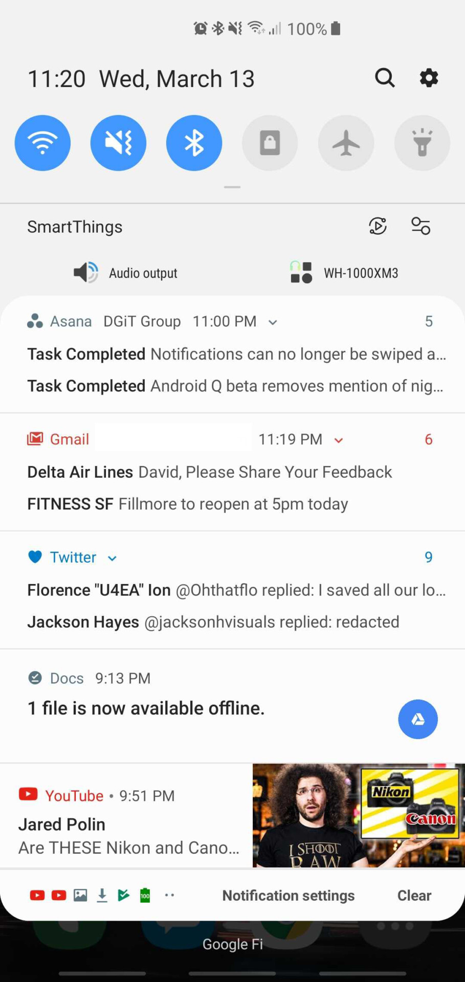Android Pie Notification Shade